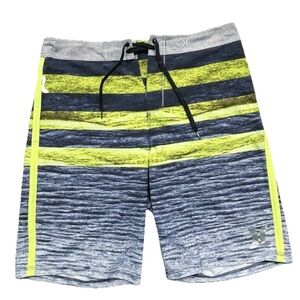 Hurley Phantom Boardshorts Men’s 32 Swim Surf Beach Shorts Gray Yellow Striped